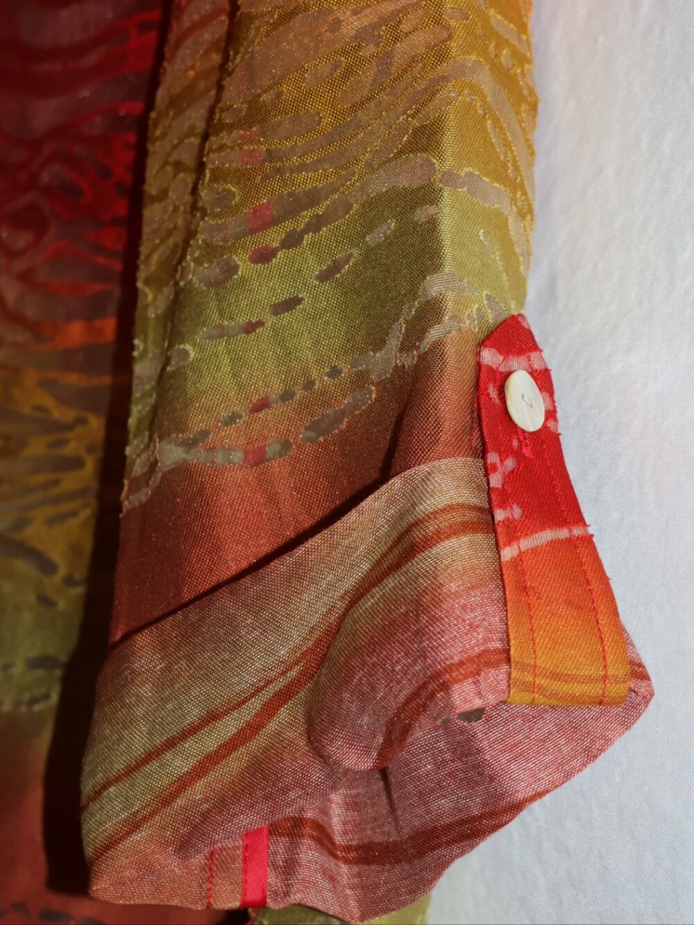 Ruby Rd. Earthy Sunset Gradient Patterned Button-Front Blouse. - Picture 8 of 14